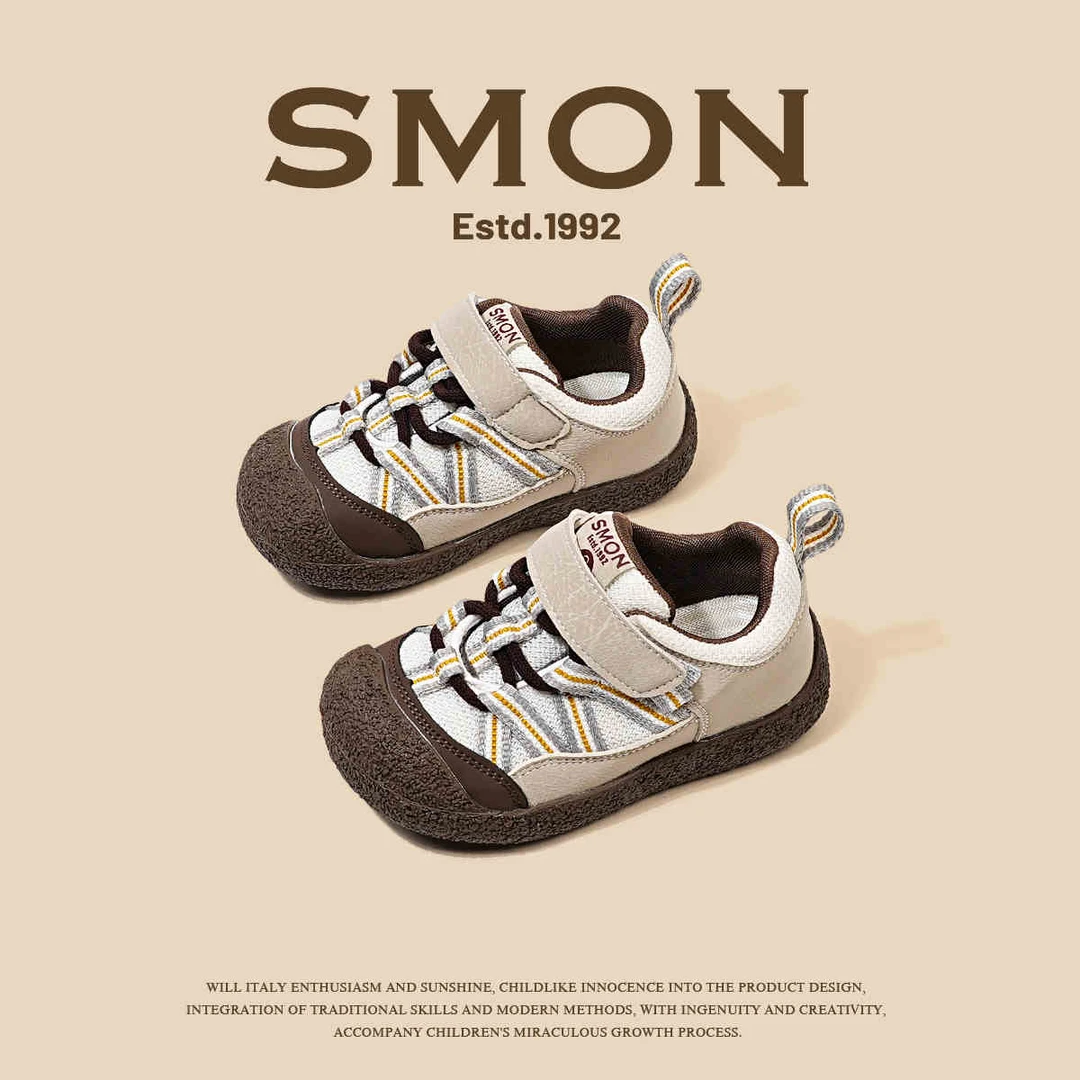 SMON女童板鞋春秋新款宝宝透气网布男小童户外休闲鞋儿童运动板鞋