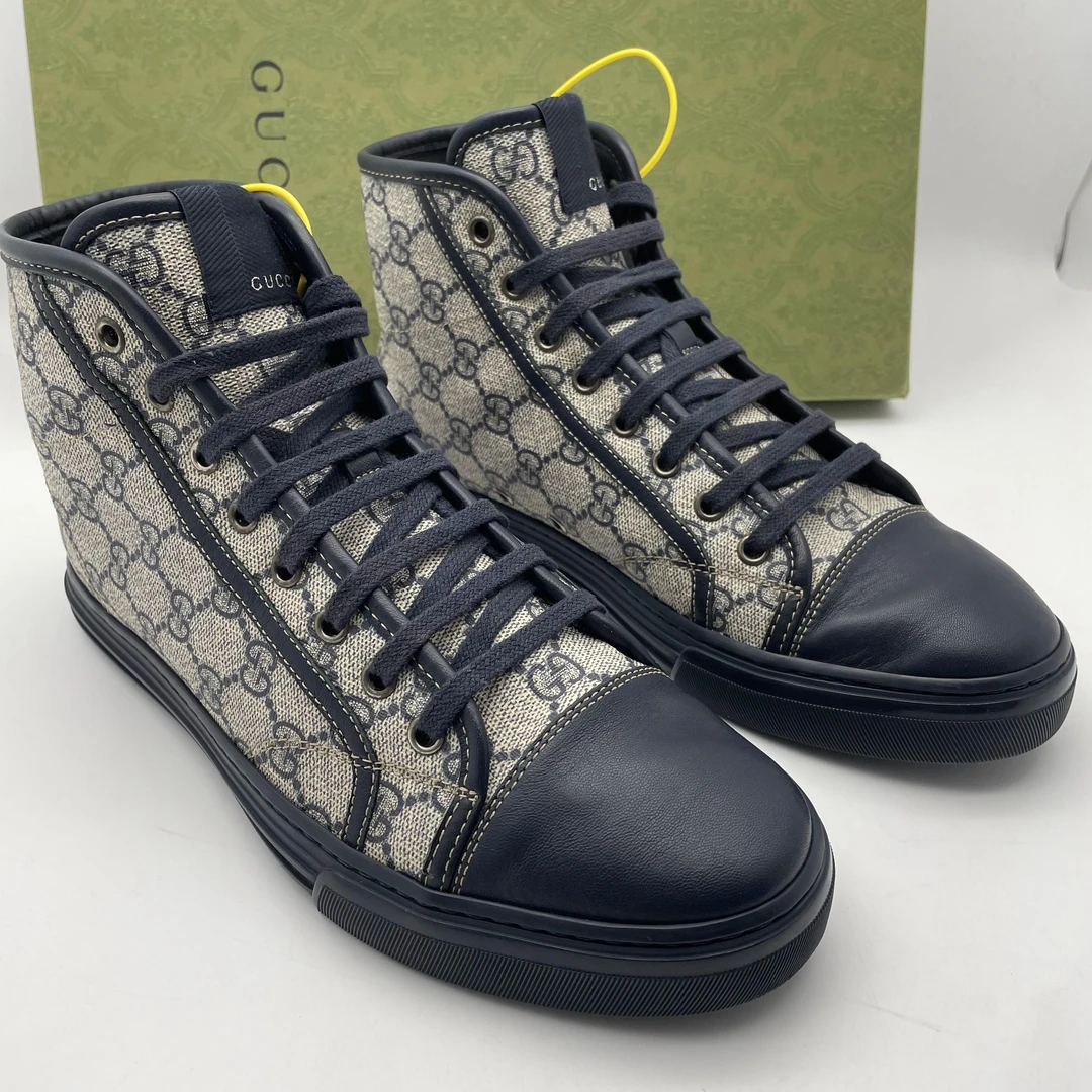 95新 GUCCI/古驰 /41欧码 二手男士双G满印老花休闲高帮板鞋