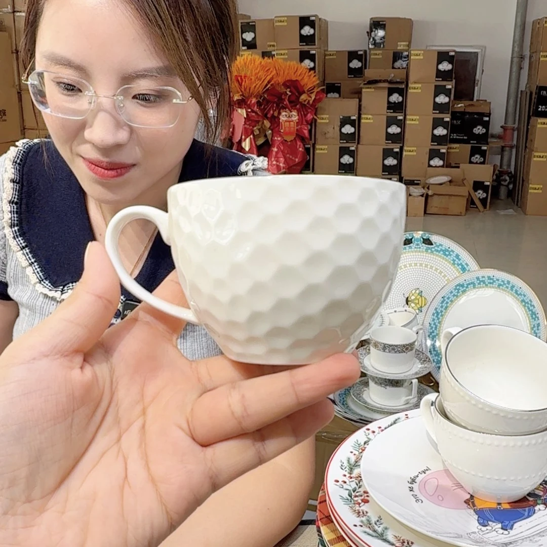 骨瓷咖啡杯220ml4个外贸尾单
