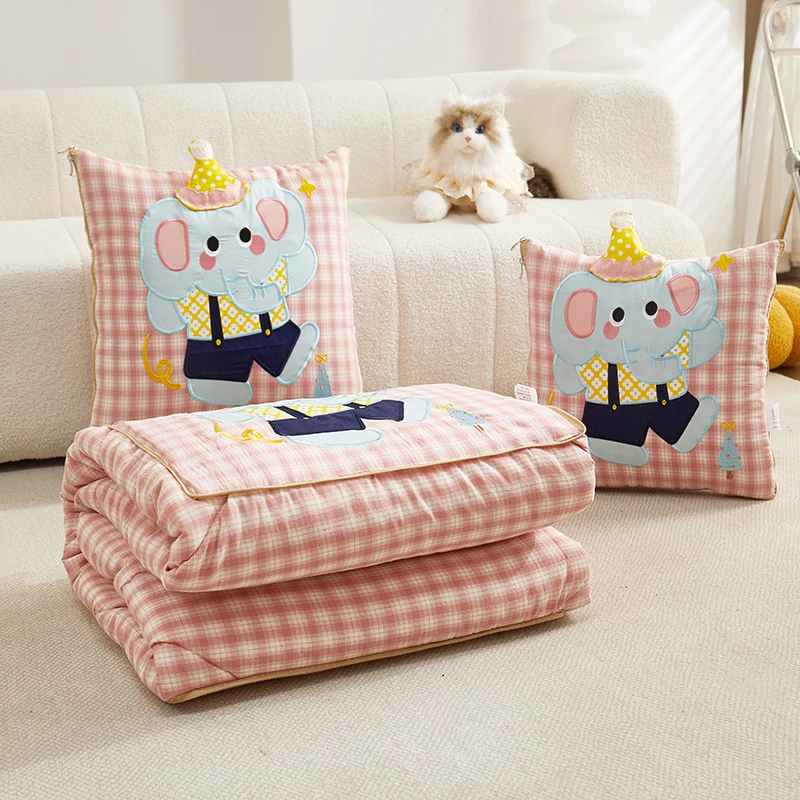 全棉抱枕被子两用午睡沙发靠枕二合一枕头被四季款车用可折叠毯子