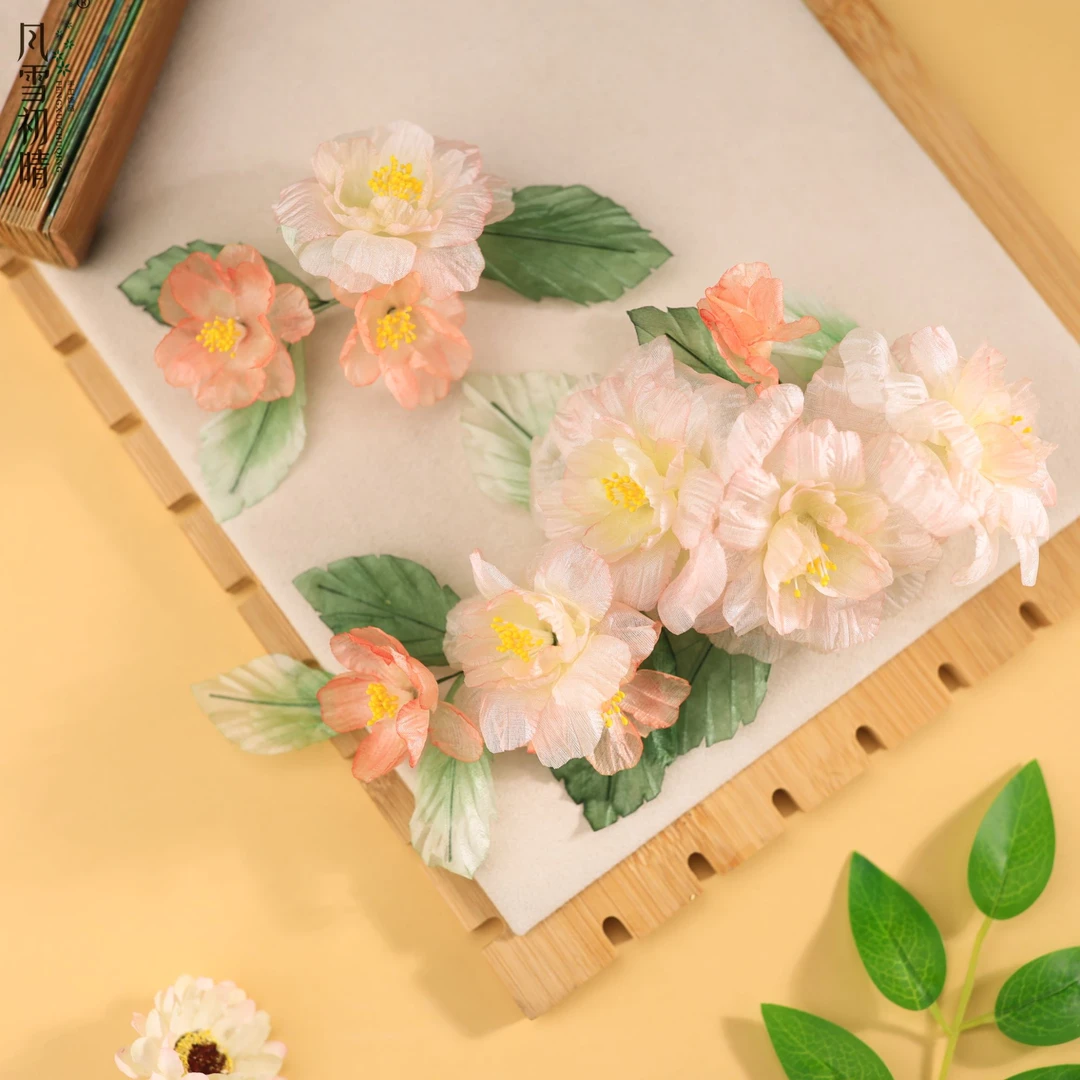 风雪初晴花香色软簪手工设计烫花汉服古典首饰百搭发饰可爱少女