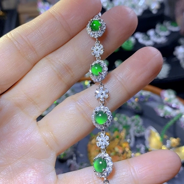 翡翠戒指银S925镶嵌天然翡翠