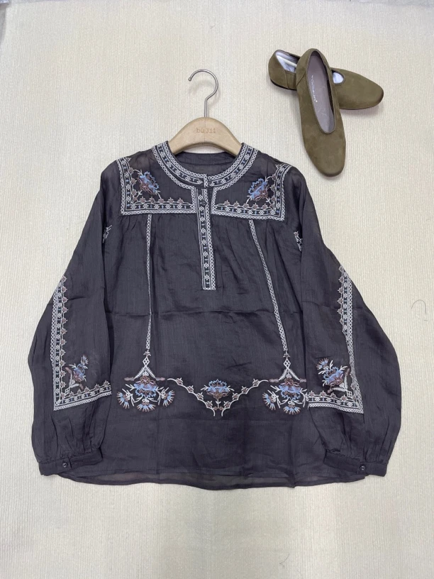 2025（艾美）女士苎麻重工刺绣衫