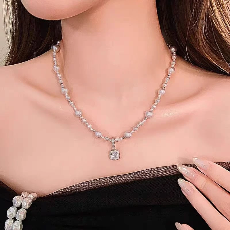 非金属涤纶项链 【贺筱姐】轻奢法式高级感施家珍珠项链XL223款