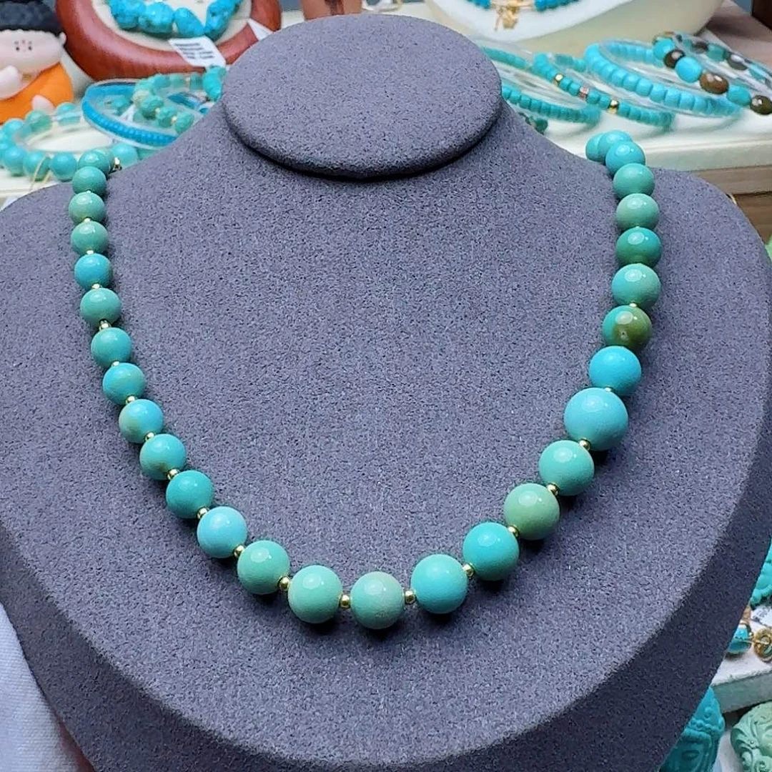 绿松石未镶嵌珠宝奇石精品圆珠塔链