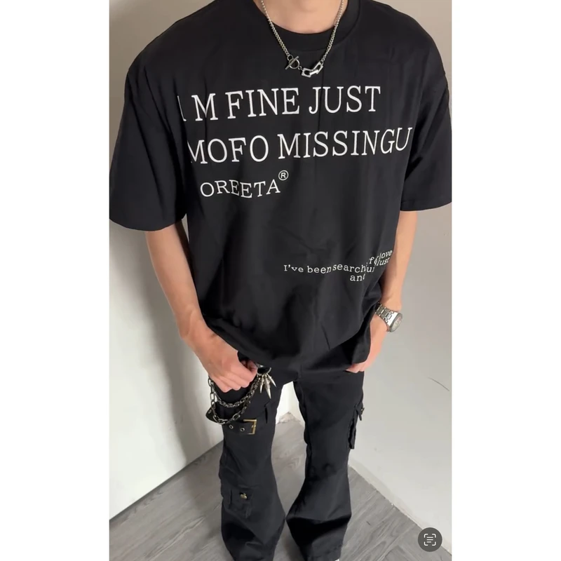 夏季美式国潮cleanfit高街短袖T恤情侣装潮流ins重磅半袖衣服4063