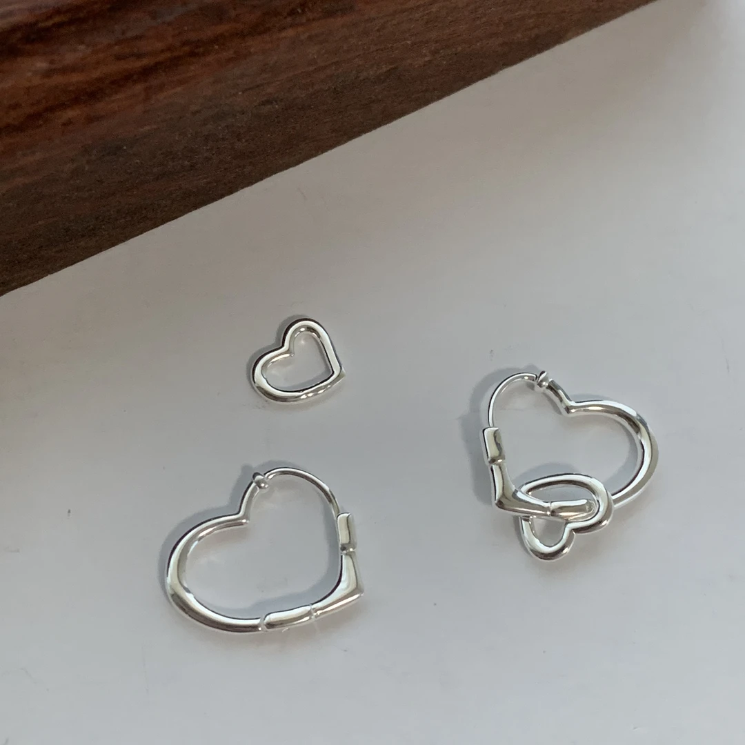 925银耳饰 E1894   简韩新款爱心耳扣