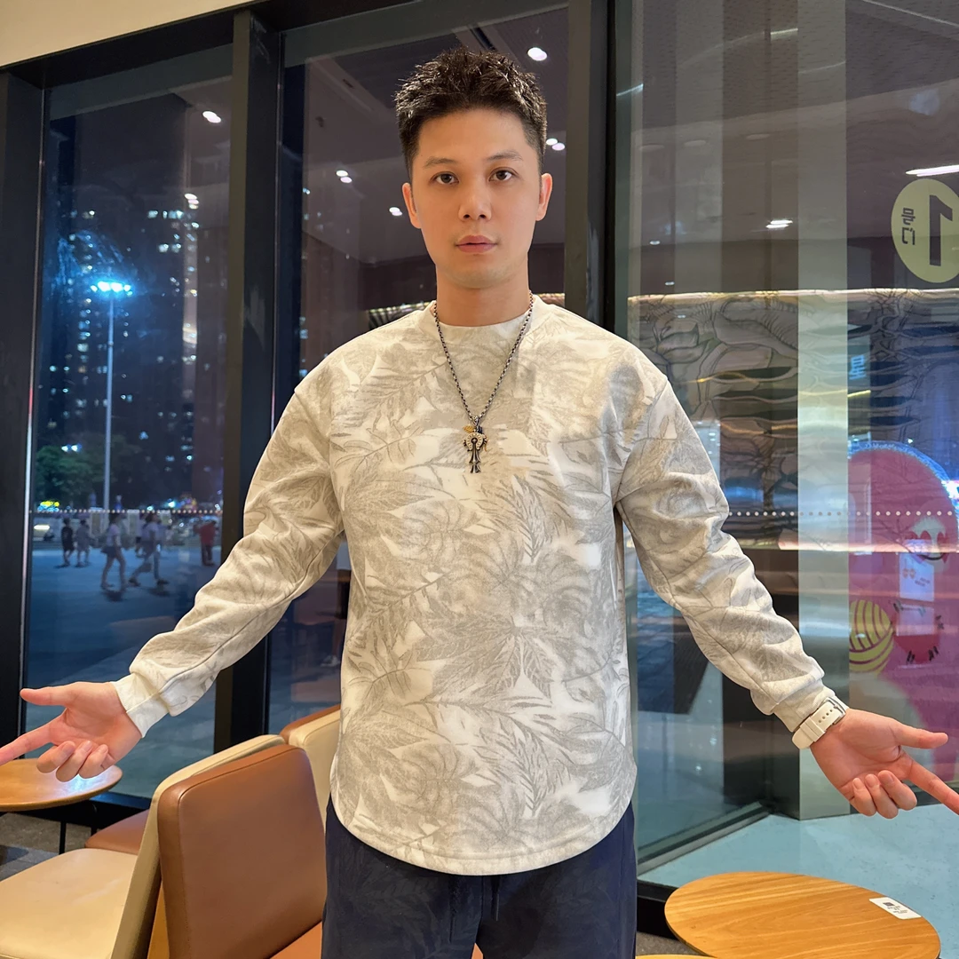 探戈优品【刺绣a字母卫衣】2025秋冬季长袖国风潮流百搭刺绣男长t恤