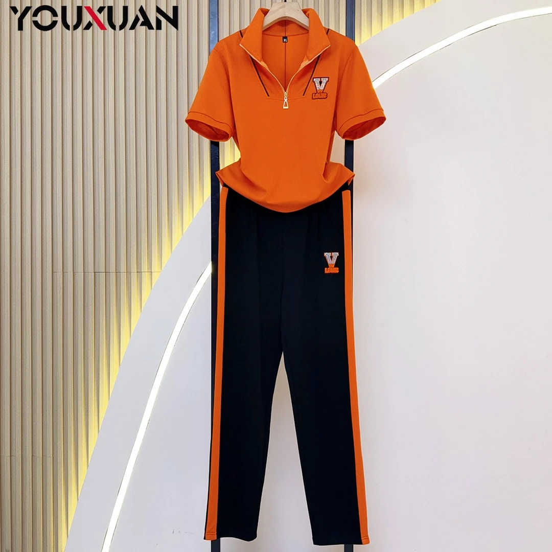 夏季新品女装显瘦百搭韩版时尚休闲洋气短袖运动套装7511