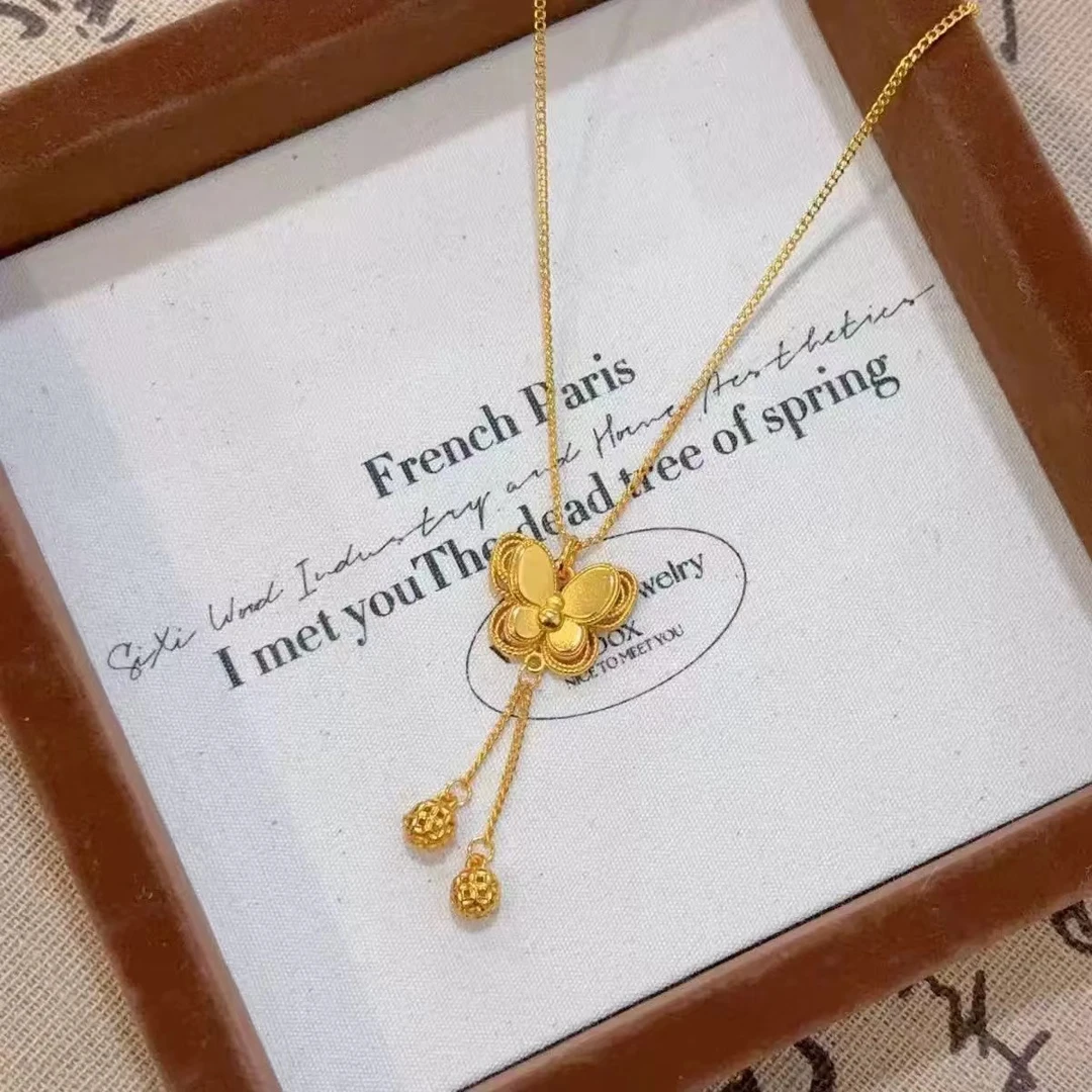 钛钢项链 钛钢材质 蝴蝶流苏项链 MTL