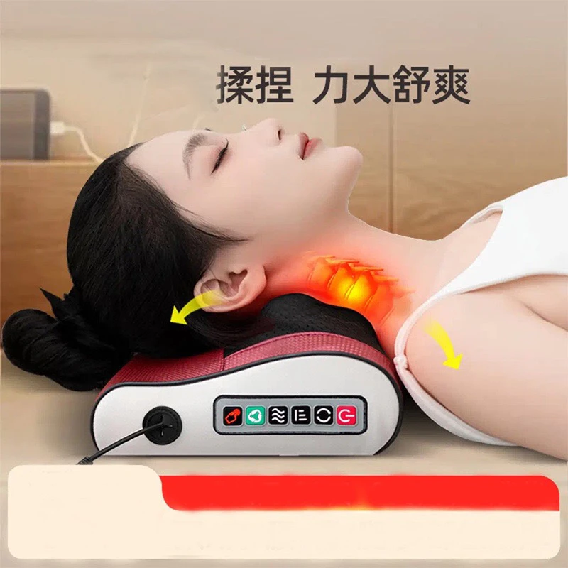 按摩枕2个红色家用多功能按摩仪器交流电颈腰理疗4个