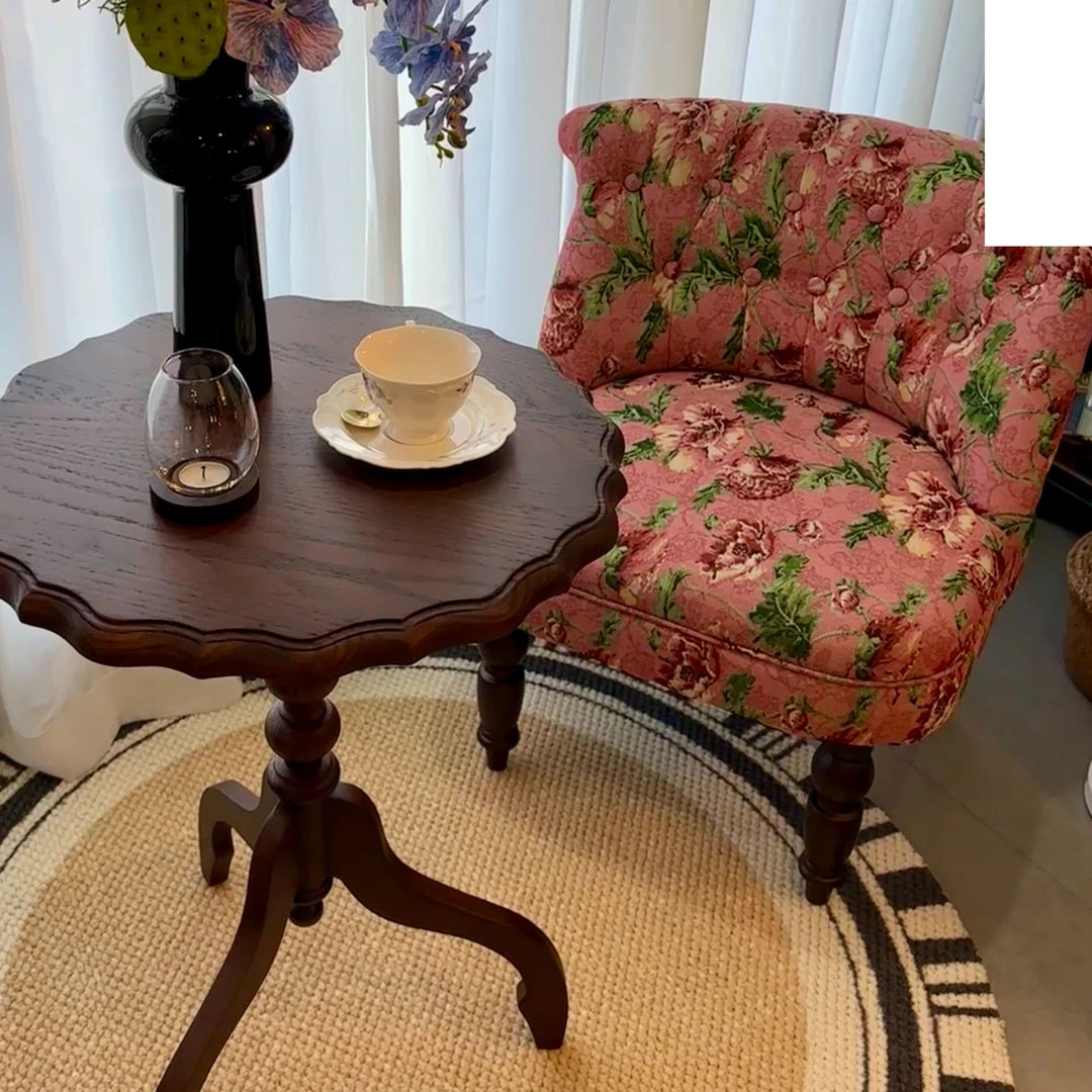 出口外贸美式复古单人实木休闲椅子单人客厅布艺小沙发阳台椅靠背