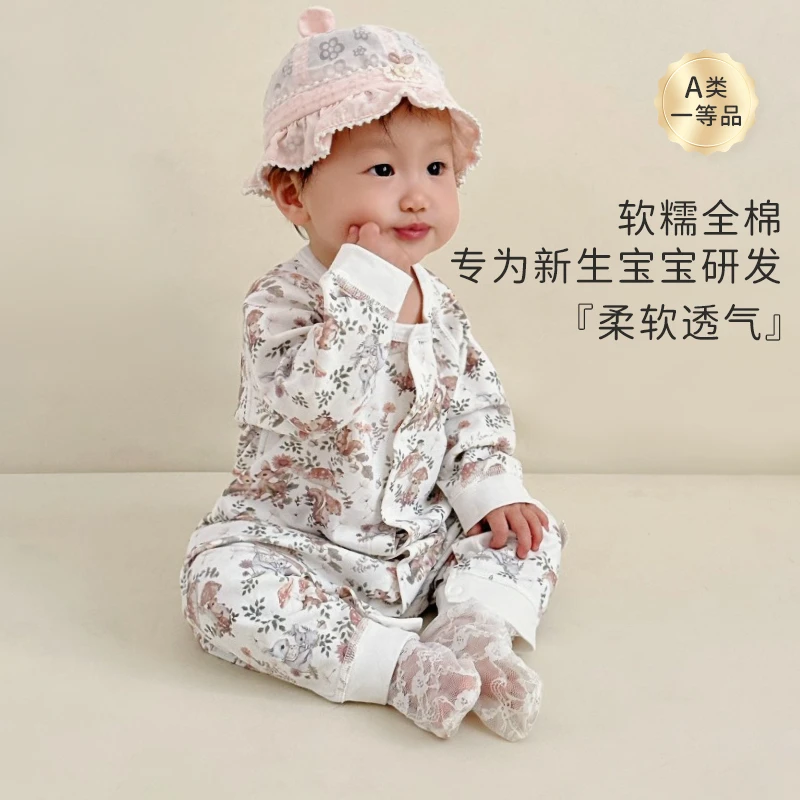 男女宝宝纯棉连体衣夏季新生儿哈衣爬服幼儿外出服超萌炸街夏天服