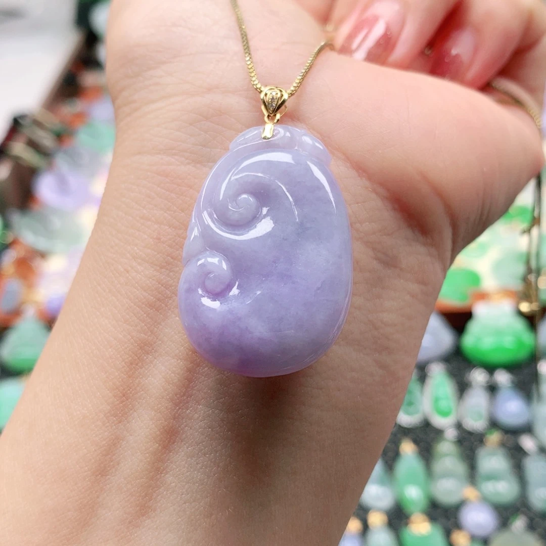 吊坠(不含链)18K金镶嵌翡翠