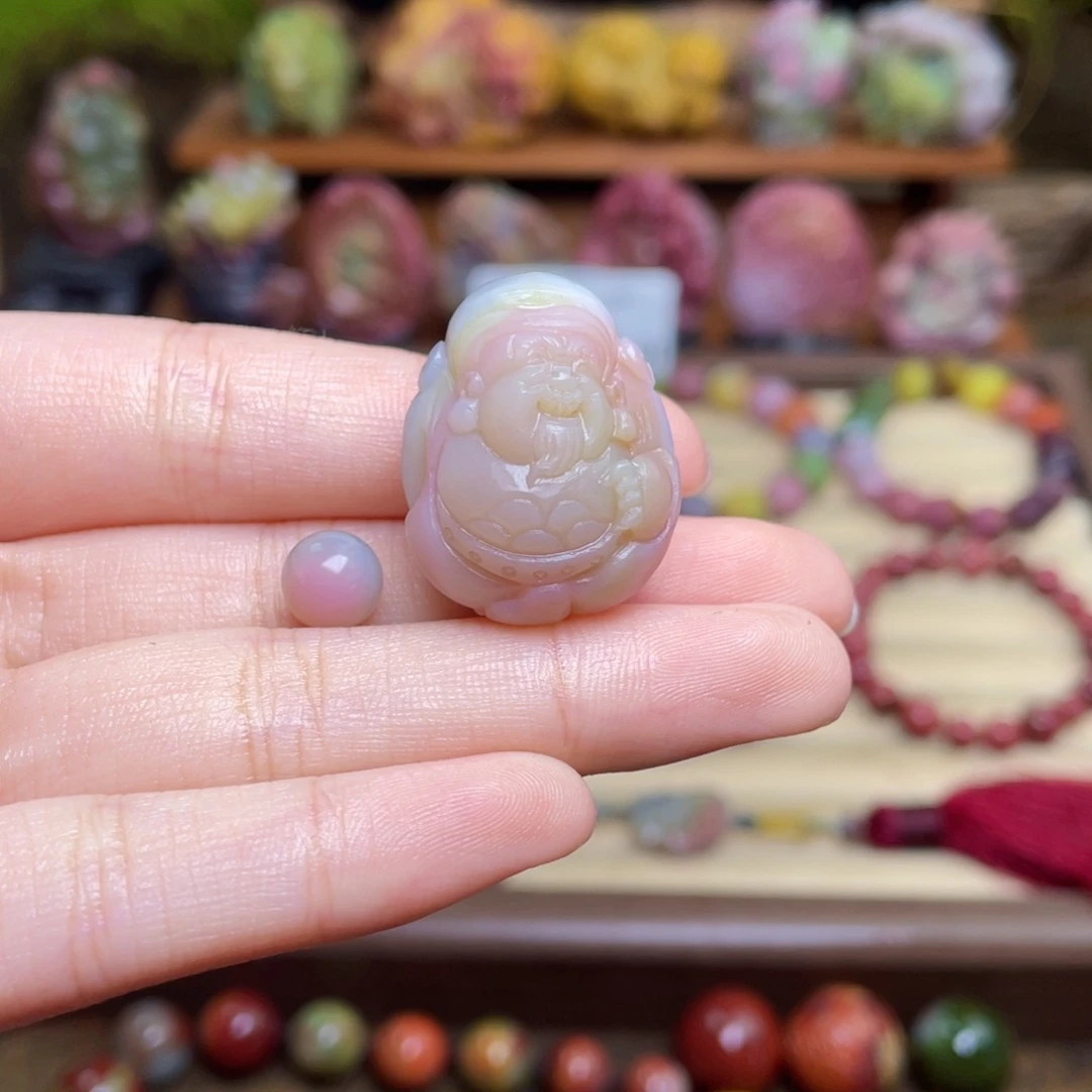 瑜***程玛瑙/玉髓未镶嵌珠宝半成品盐源玛瑙炫彩财爷