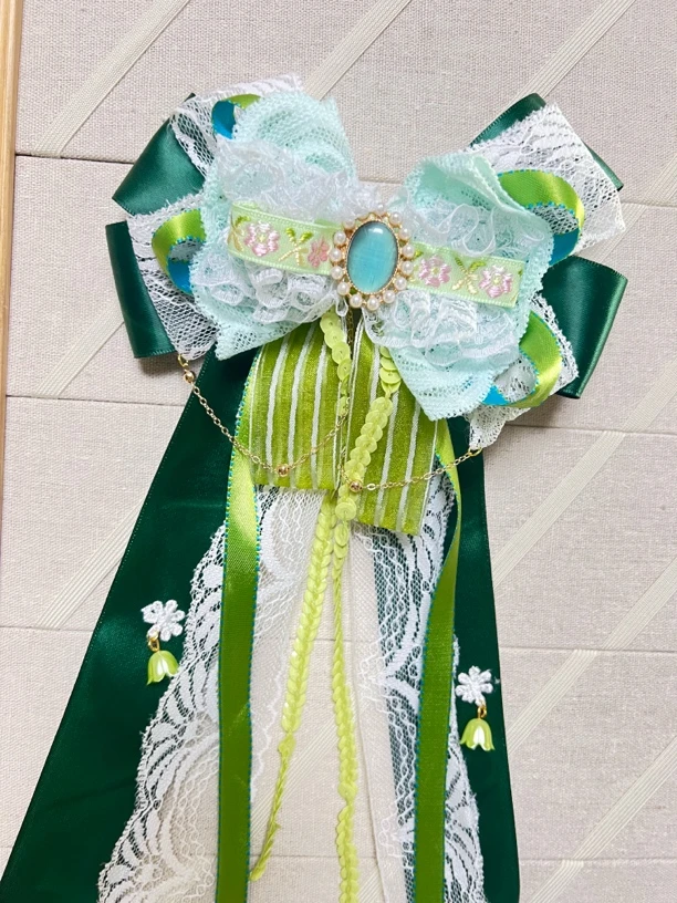 古风中国风敦煌系列洛丽塔风飘带羽毛镶钻大后压