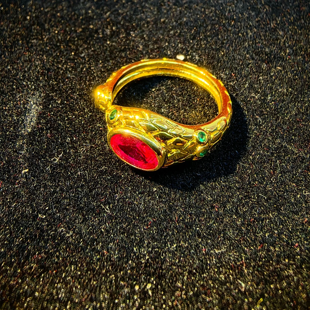 培育红宝石【万姐】星光培育红宝石合金镶嵌蛇头戒指【YDR85】