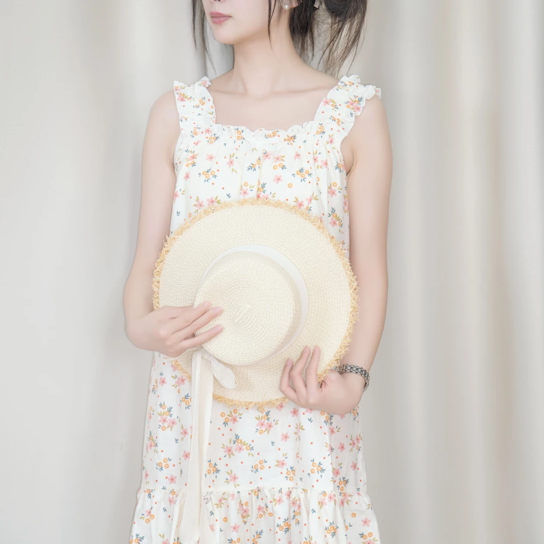 【睡裙】全棉纯棉短袖睡裙韩式印花小碎花小清新飞袖显瘦夏季