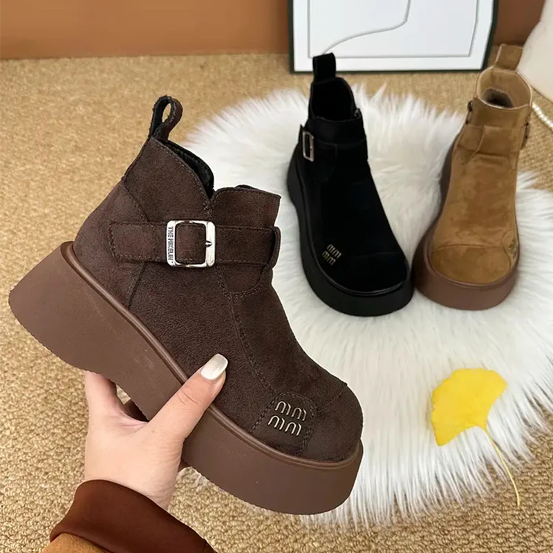 【现货】跟高5厘米 博肯棉鞋厚底保暖靴女款2024冬季马丁靴