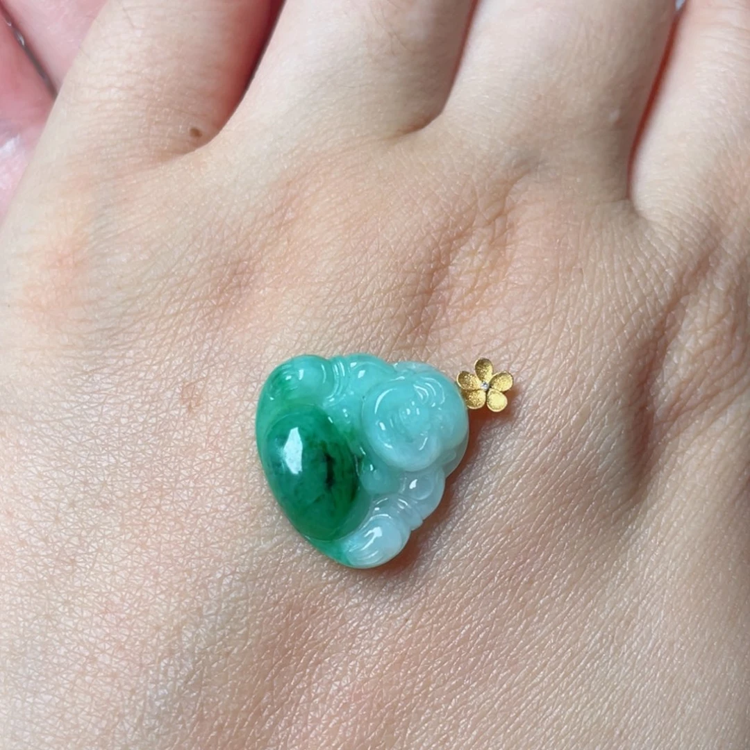 翡翠18K金镶嵌颈饰旺*佛公