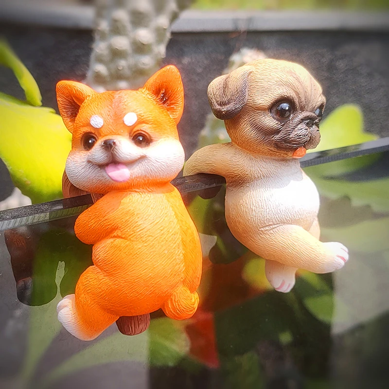 创意狗狗盆挂摆件阳台花园鱼缸花盆边缘造景挂件显示器边缘装饰品