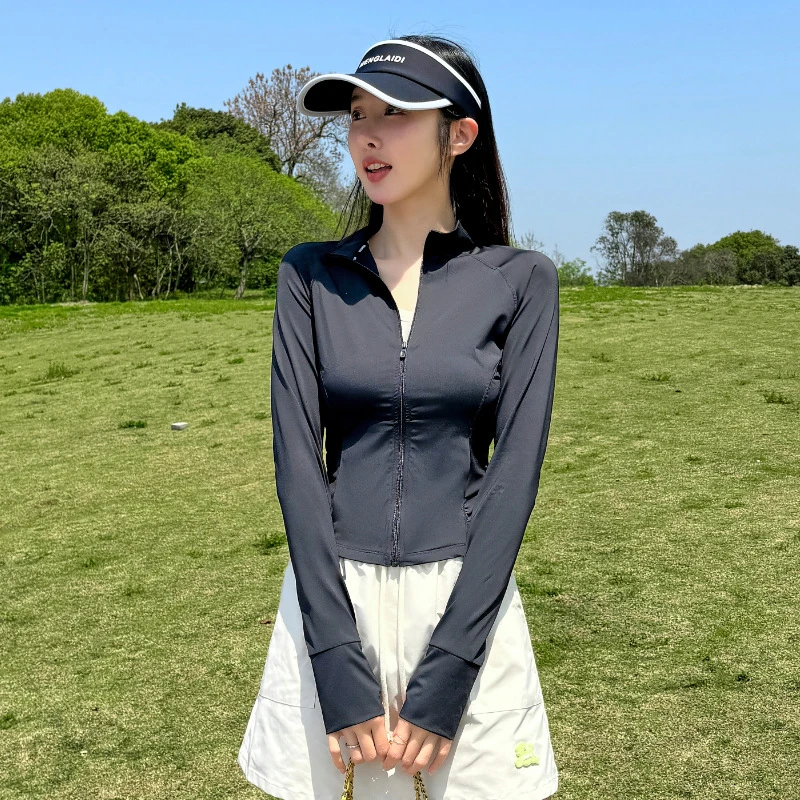 锦纶原纱型防晒衣女夏季轻薄防紫外线凉感皮肤衣立领修身瑜伽外套