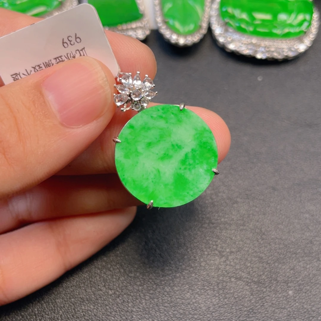 吊坠(不含链)银S925镶嵌翡翠