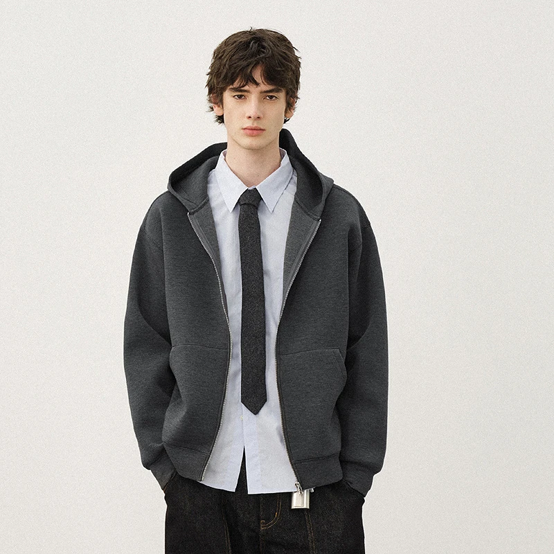 714street短宽boxy版型连帽卫衣开衫25秋新帽衫情侣外套521325