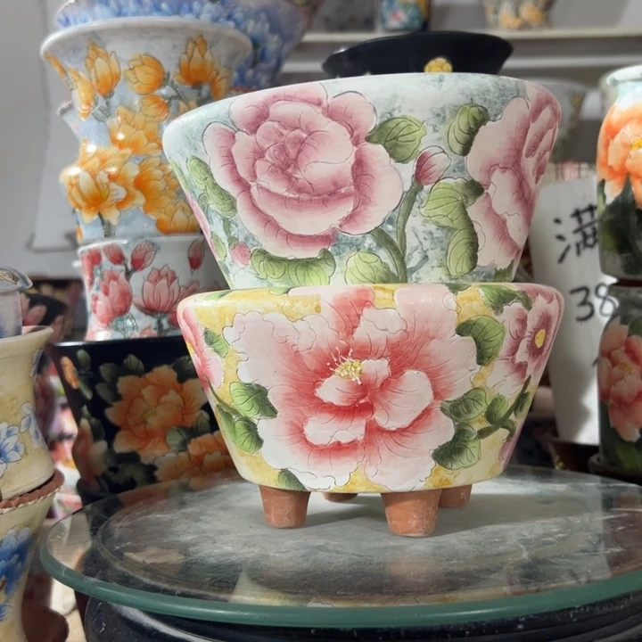 财****景德镇手绘花盆满38包邮偏远地区除外