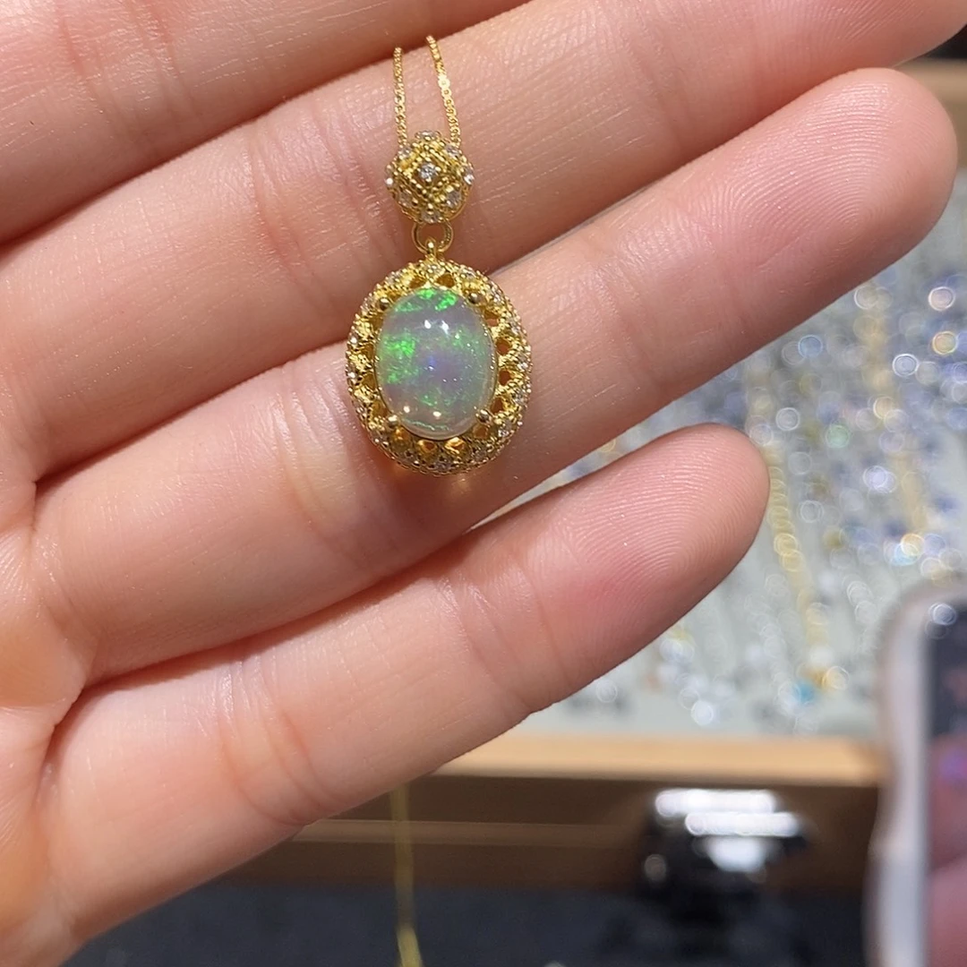 欧泊银S925镶嵌颈饰