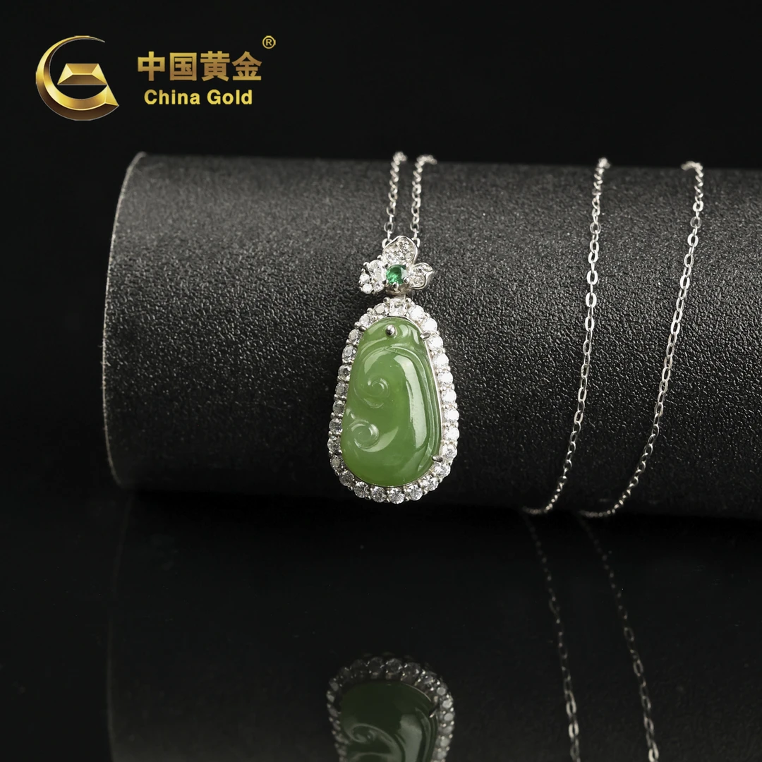 【中国黄金】思意 | 和田玉*吊坠*S925银镶嵌-D8951-格