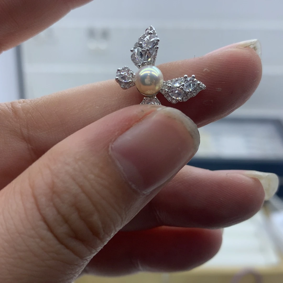 淡水珍珠吊坠(不含链)银S925镶嵌