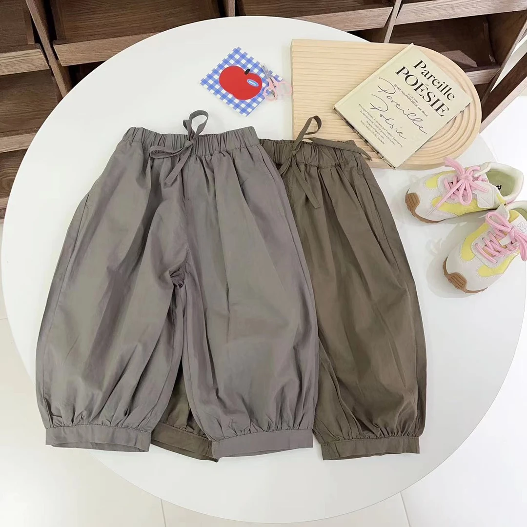 汤圆家童装2025夏季新款韩系纯色百搭八分灯笼裤 XA-850