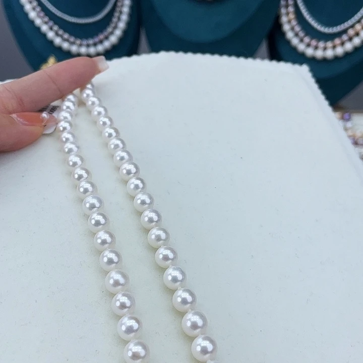 淡水珍珠颈饰银S925镶嵌8➕极光冷白高品
