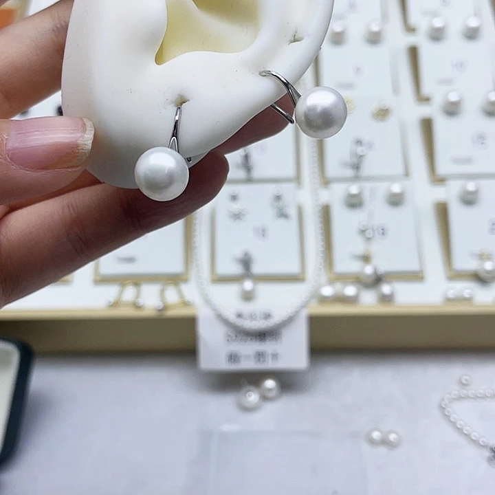 淡水珍珠耳饰银S925镶嵌奶***甜