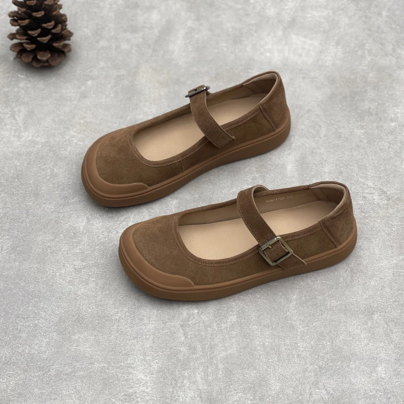文艺手工真皮玛丽珍女鞋厚底妈妈鞋百搭单鞋透气舒适软牛皮单鞋