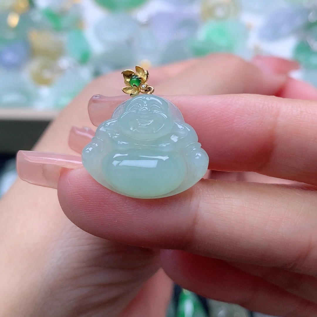 【闪购商品】翡翠18K金镶嵌吊坠(赠链)
