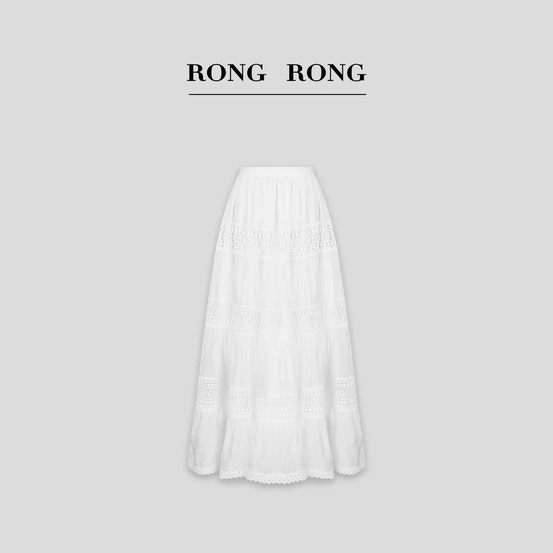 溶溶【白月光】RONGRONG莱赛尔混纺镂空钩花仙女风半身裙T25C192Q