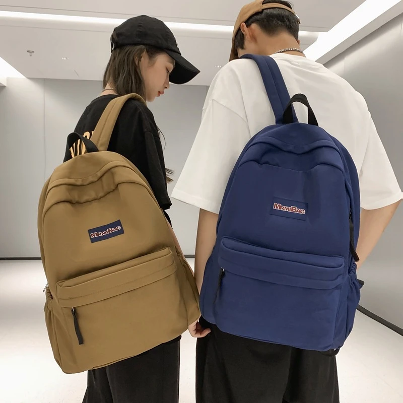 初高中大学生书包2024简约复古纯色港风休闲大容量户外旅行14