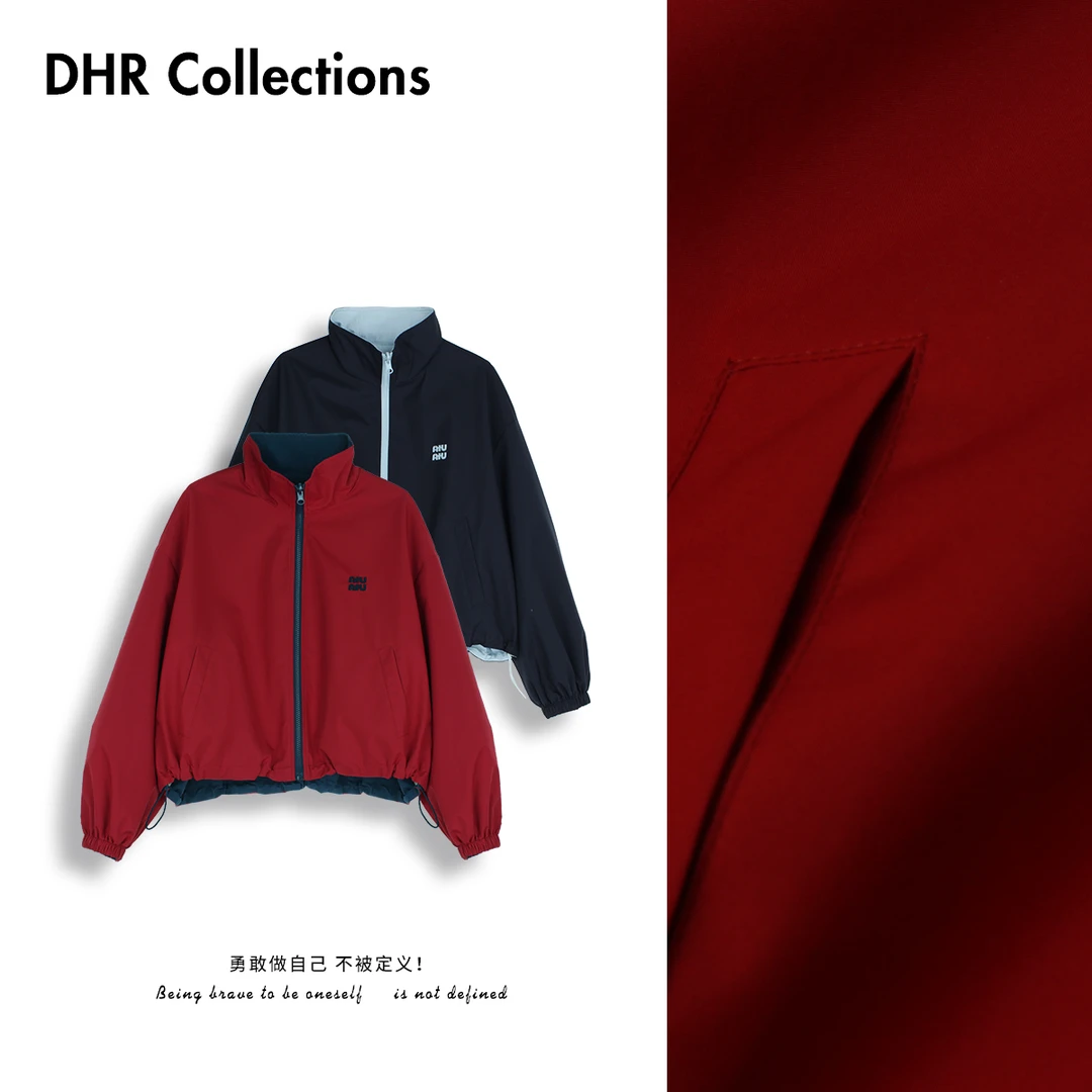 豆豆6【两面穿冲锋衣】初秋新款宽松百搭通勤风翻领外套女-DQ56317