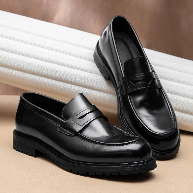 水洗马皮便士一脚蹬乐福鞋男英伦亮面软底休闲皮鞋男商务手工高端