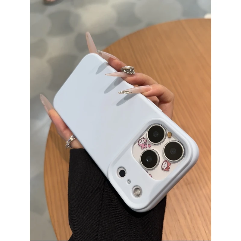 浅蓝色纯色糯米壳适用苹果17Promax手机壳17/16PRO/15液态13/14