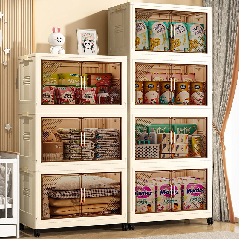 ST60cm【三-五层】可折叠免安装收纳家用客厅杂物储物柜玩具置物