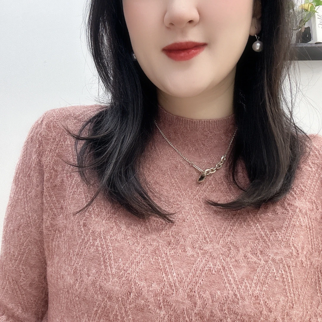 小半高领毛衣女秋冬新款宽松套头羊毛针织打底衫中领内搭上衣百搭