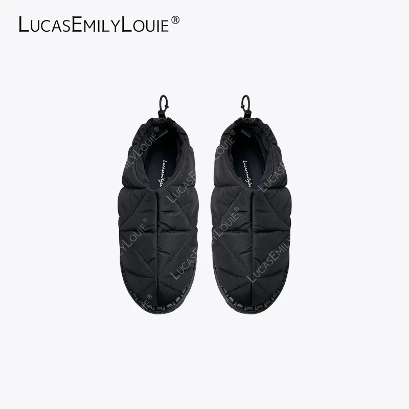 LUCASEMILYLOUIE 圆头收缩绳保暖一脚蹬面包棉鞋雪地鞋240186