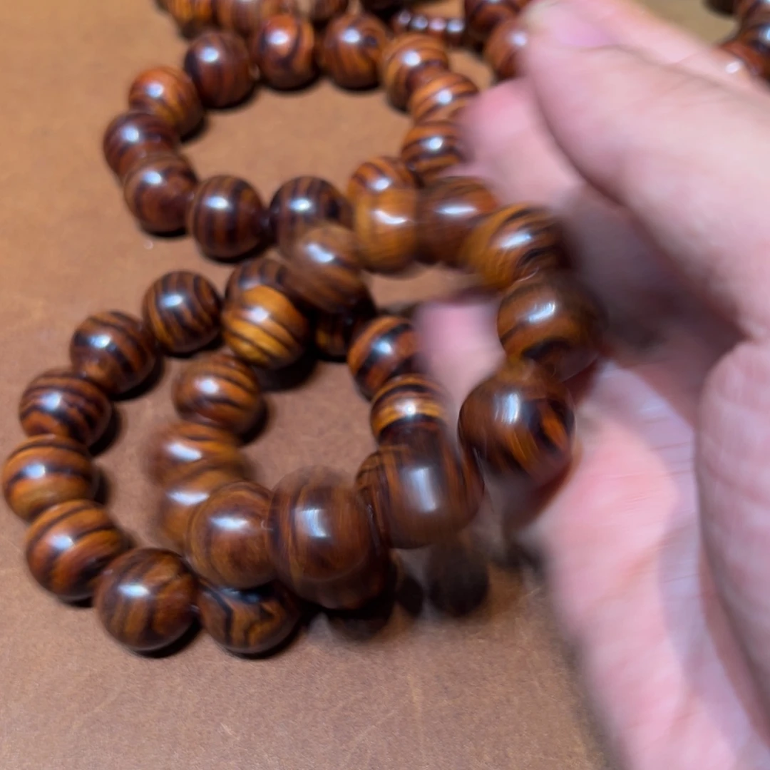 手串/手链黄花梨/降香黄檀海黄18虎皮纹