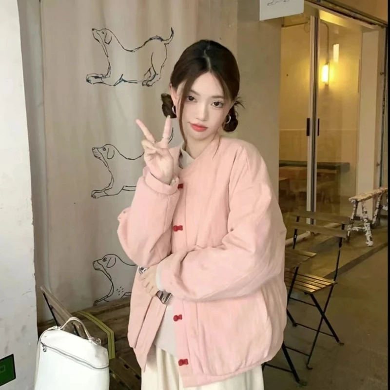【小暖炉】新中式粉色棉服女冬季棉衣超好看宽松外套上衣高级感时尚