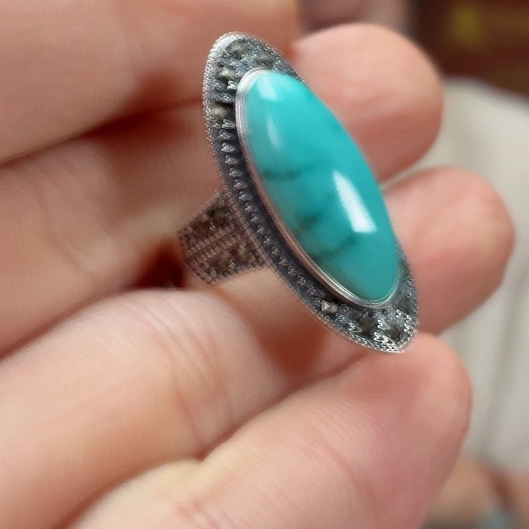 银S925镶嵌绿松石珠宝奇石