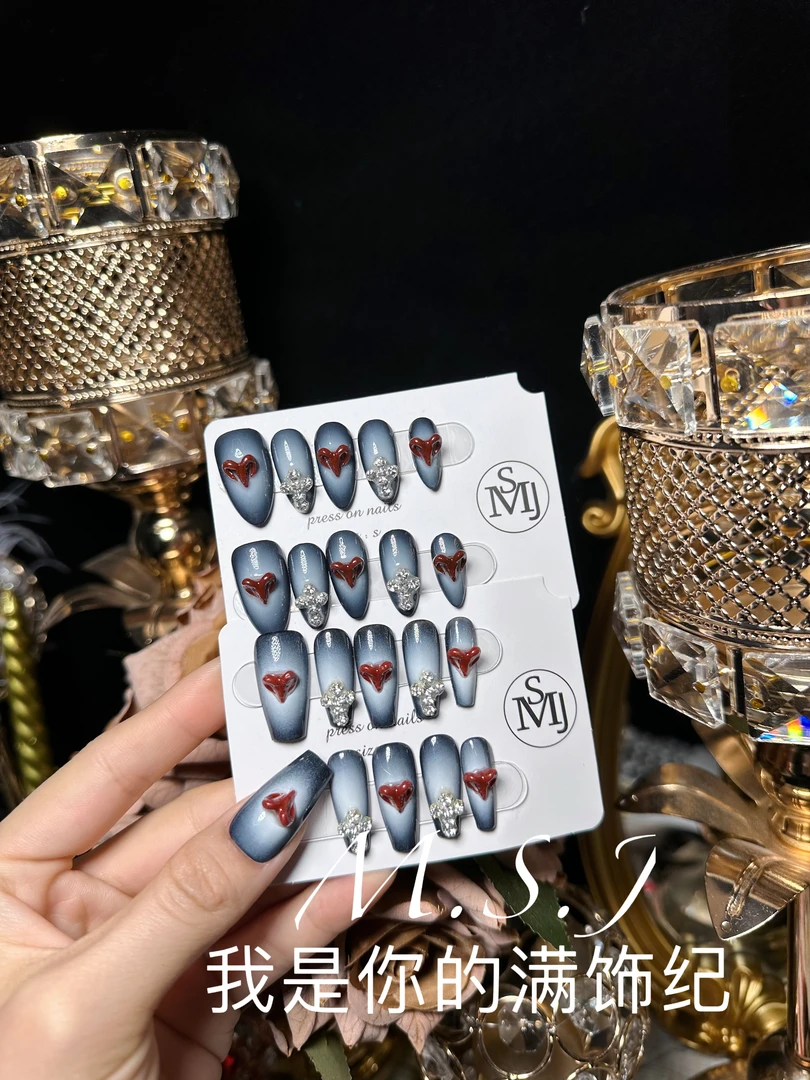 满饰纪|「国外订单23」轻奢钻饰网红穿戴甲手工美甲纯欲甲片指