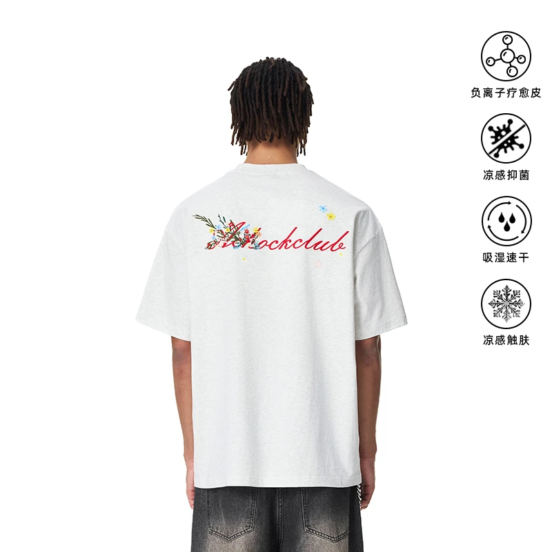 【Achock官方店】美式高街手写logo刺绣速干透气凉感T恤潮牌新款